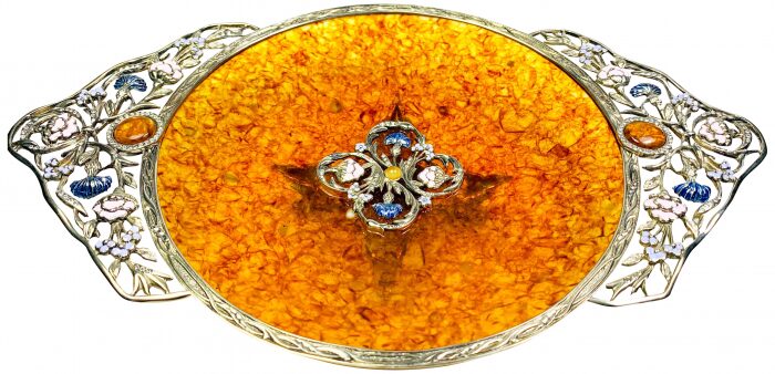 Candy bowl made of amber "Cornflowers", bronze