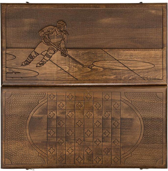 Backgammon carved "Hockey Player"