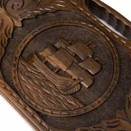 Нарды резные "Корабль" средние, с ручкой