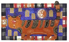 Панно "Лунный кот" из натуральной кожи