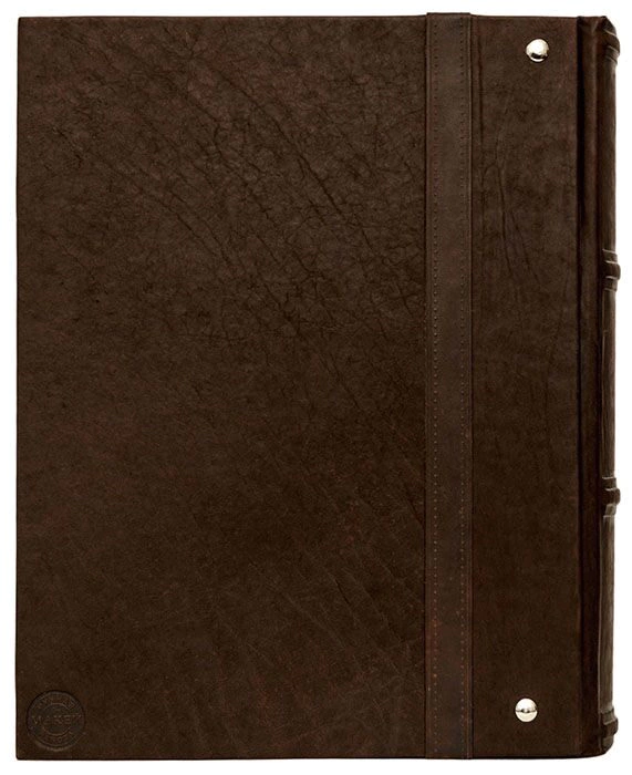A leather-bound family tree book