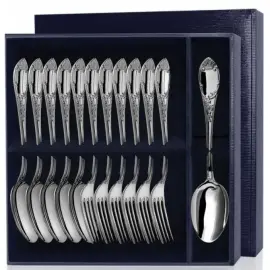 Серебряный столовый набор "Престиж": вилка и ложка , на 6 персон Серебряный столовый набор "Престиж": вилка и ложка , на 6 персон