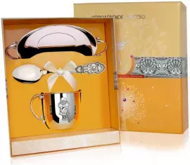 Silver children's CD set "Girl": saucer, mug, spoon