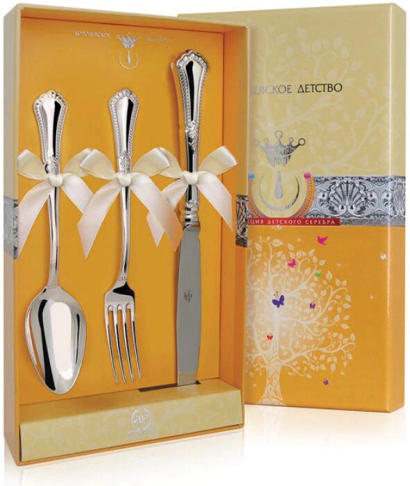 Children's silver cutlery set CD "Favorit": fork, spoon, knife