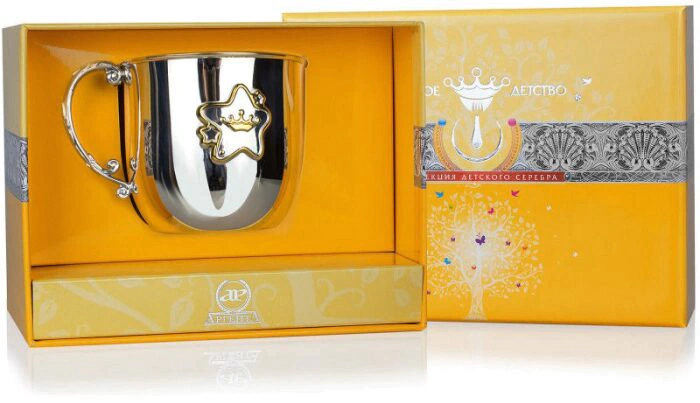 Children's silver cup CD "Zvezda" with gilding, for 1 person