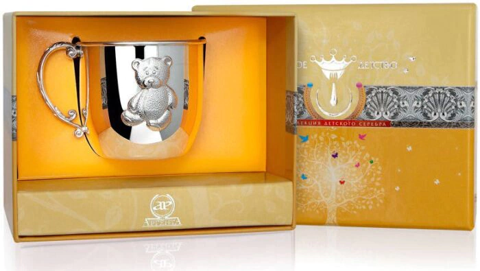 Children's silver mug CD "Mishka"