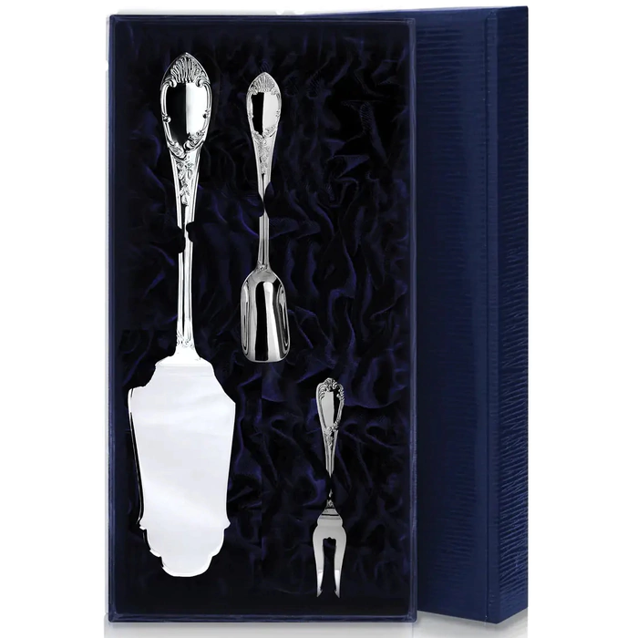 Prestige Silver Tea set: lemon fork, cake spatula, sugar scoop