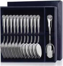 Серебряный столовый набор "Визит": вилка и ложка, на 6 персон