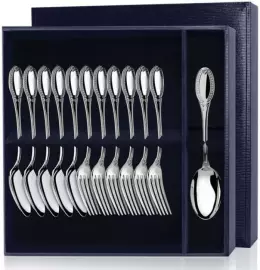 Серебряный десертный набор "Император": вилка и ложка, на 6 персон