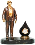 Bronze statuette clock "Worker of the oil industry"