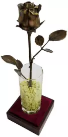 Bronze souvenir "Rose in a glass" (with stand)