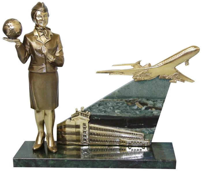 Bronze souvenir "Travel with us" (stewardess)