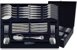 Серебряный столовый набор "Визит": вилка, ложка, нож, чайная ложка, на 6 персон