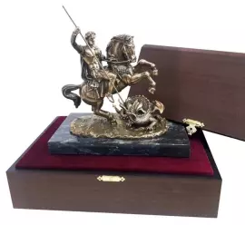 Сувенир из бронзы "Георгий Победоносец" в подарочной коробке