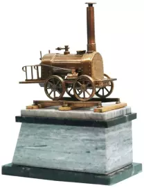 Сувенир из бронзы "Паровоз Черепановых" (высокий пьедестал)