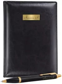 Набор с гравировкой: ежедневник недатированный и шариковая ручка "IM Metal" Black GT