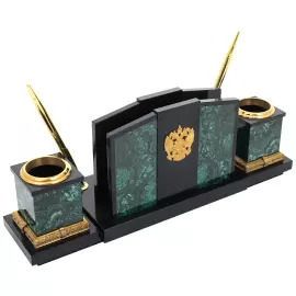 Настольный набор из малахита и долерита "Педант"