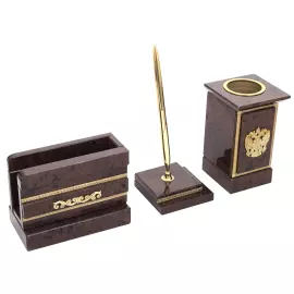 Настольный набор из обсидиана "Абсолют"