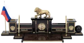 Настольный набор из обсидиана "Абсолют. Лев"