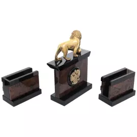 Настольный набор из обсидиана "Абсолют. Лев"