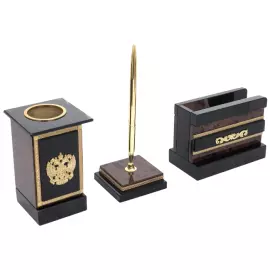 Настольный набор из обсидиана "Абсолют. Лев"