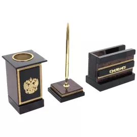 Настольный набор из обсидиана "Абсолют. Лев"