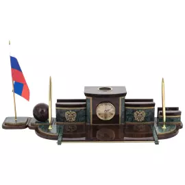 Настольный набор из обсидиана и мрамора "Партнёр"