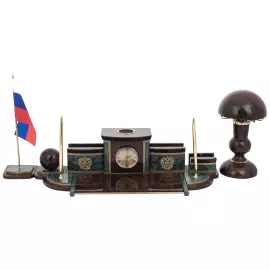 Настольный набор из обсидиана и мрамора "Партнёр"