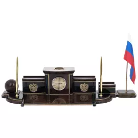 Настольный набор из обсидиана "Партнёр"