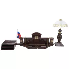 Настольный набор из обсидиана "Руководитель. Гербовый"