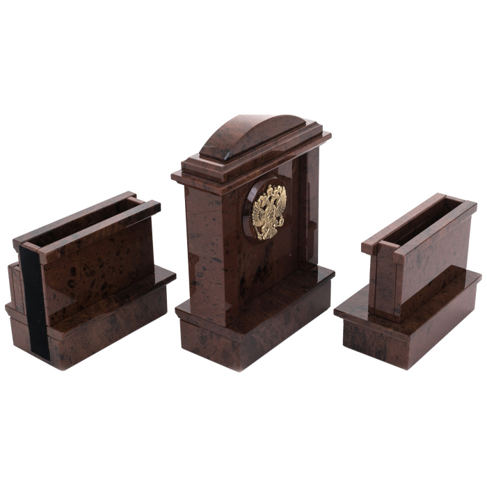 Настольный набор из обсидиана "Руководитель. Гербовый"