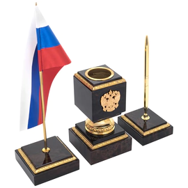 Настольный набор из обсидиана "Правитель. Медведь"
