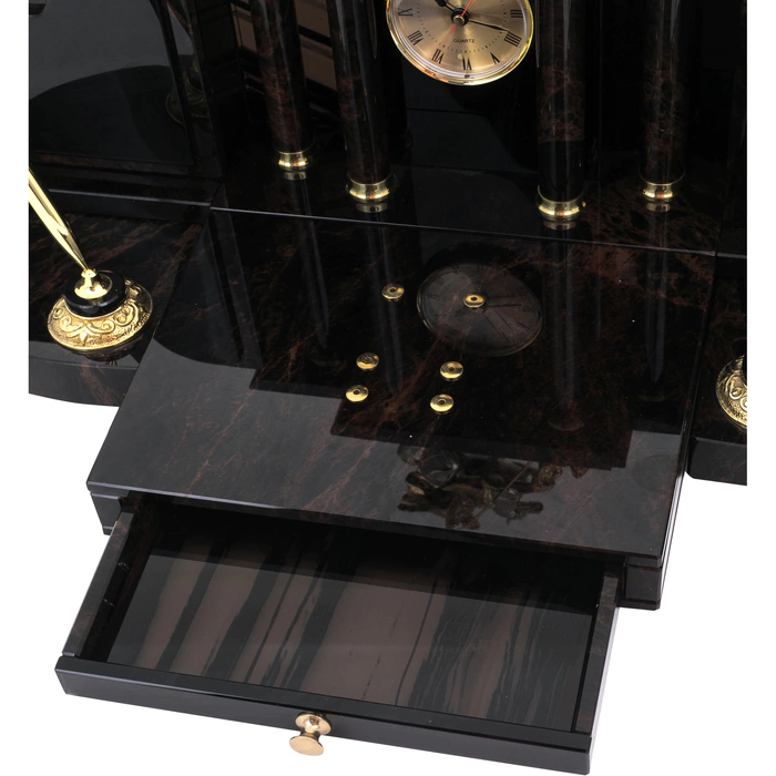 Настольный набор из обсидиана "Лидер. Георгий Победоносец"