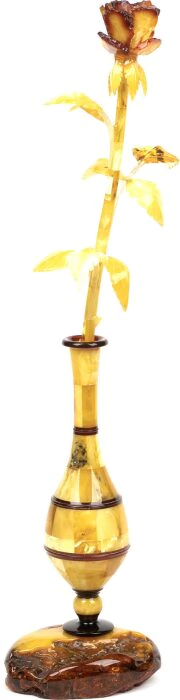 An amber rose in a vase