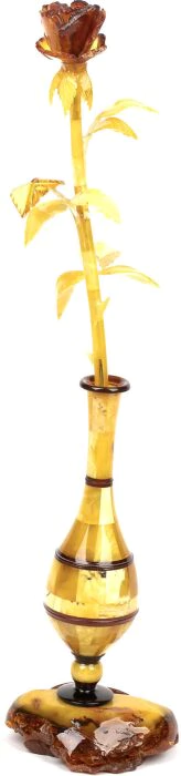 An amber rose in a vase