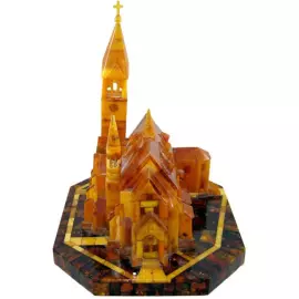Handmade amber souvenir "Church of memory of Queen Louise"