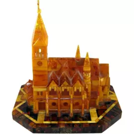 Handmade amber souvenir "Church of memory of Queen Louise"
