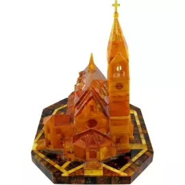 Handmade amber souvenir "Church of memory of Queen Louise"