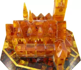 Handmade amber souvenir "Church of memory of Queen Louise"