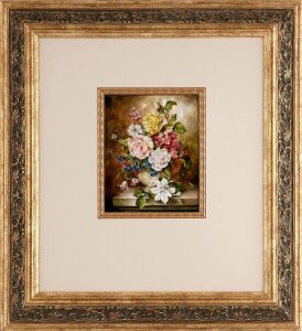 Miniature painting "Still Life" with mother of pearl