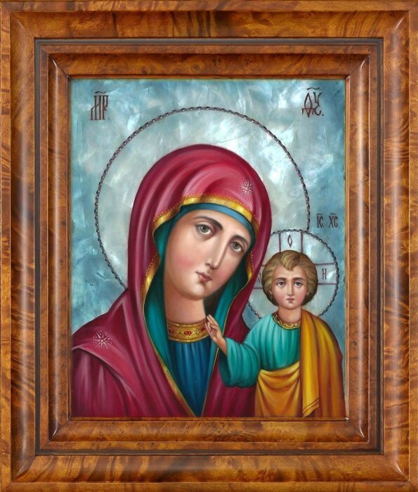 Icon of the Kazan Mother of God with Mother of pearl
