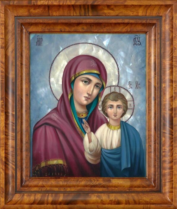 Icon of the Kazan Mother of God, medium with mother of pearl