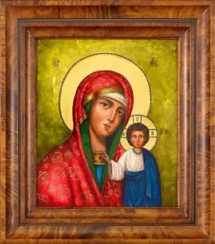 Икона "Казанская Божия Матерь", малая с перламутром