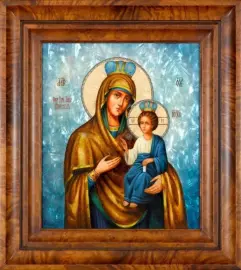 Icon of the Iverian Mother of God, small with mother of pearl