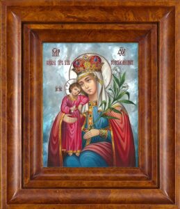 Icon of the Mother of God "Unfading Color" with mother of pearl