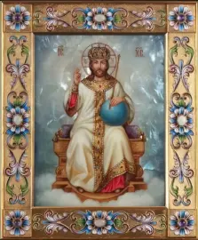 Икона настольная "Господь Вседержитель" с перламутром Икона настольная "Господь Вседержитель" с перламутром