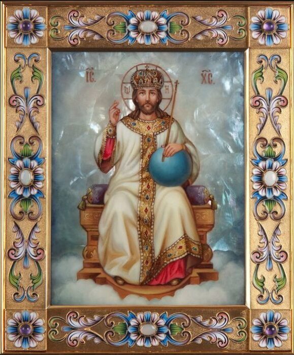 Икона настольная "Господь Вседержитель" с перламутром