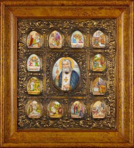 Icon "Seraphim of Sarov" with mother of pearl