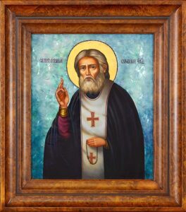 Icon "St. Seraphim of Sarov", large with mother of pearl