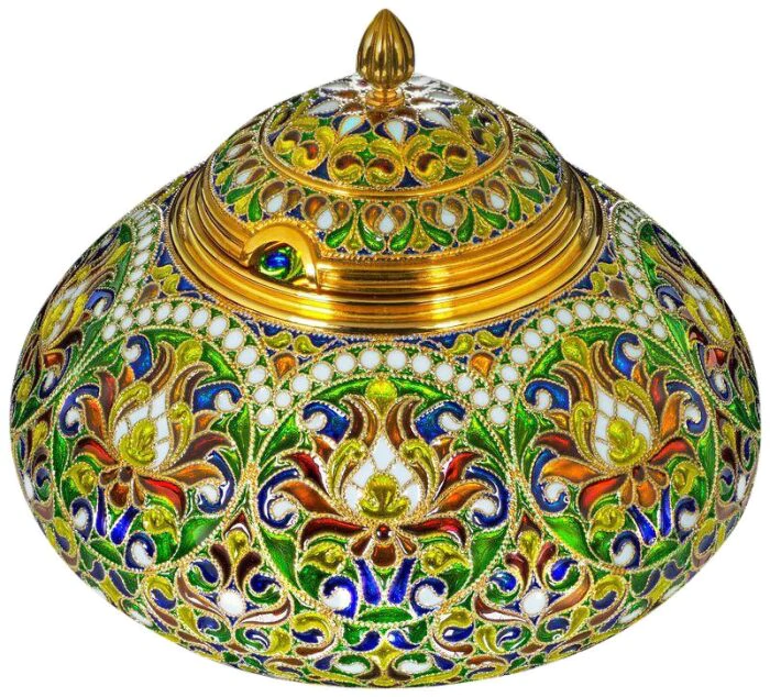 Sugar bowl "Blooming" with hot enamels